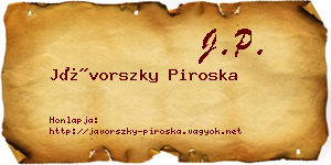 Jávorszky Piroska névjegykártya