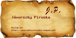 Jávorszky Piroska névjegykártya